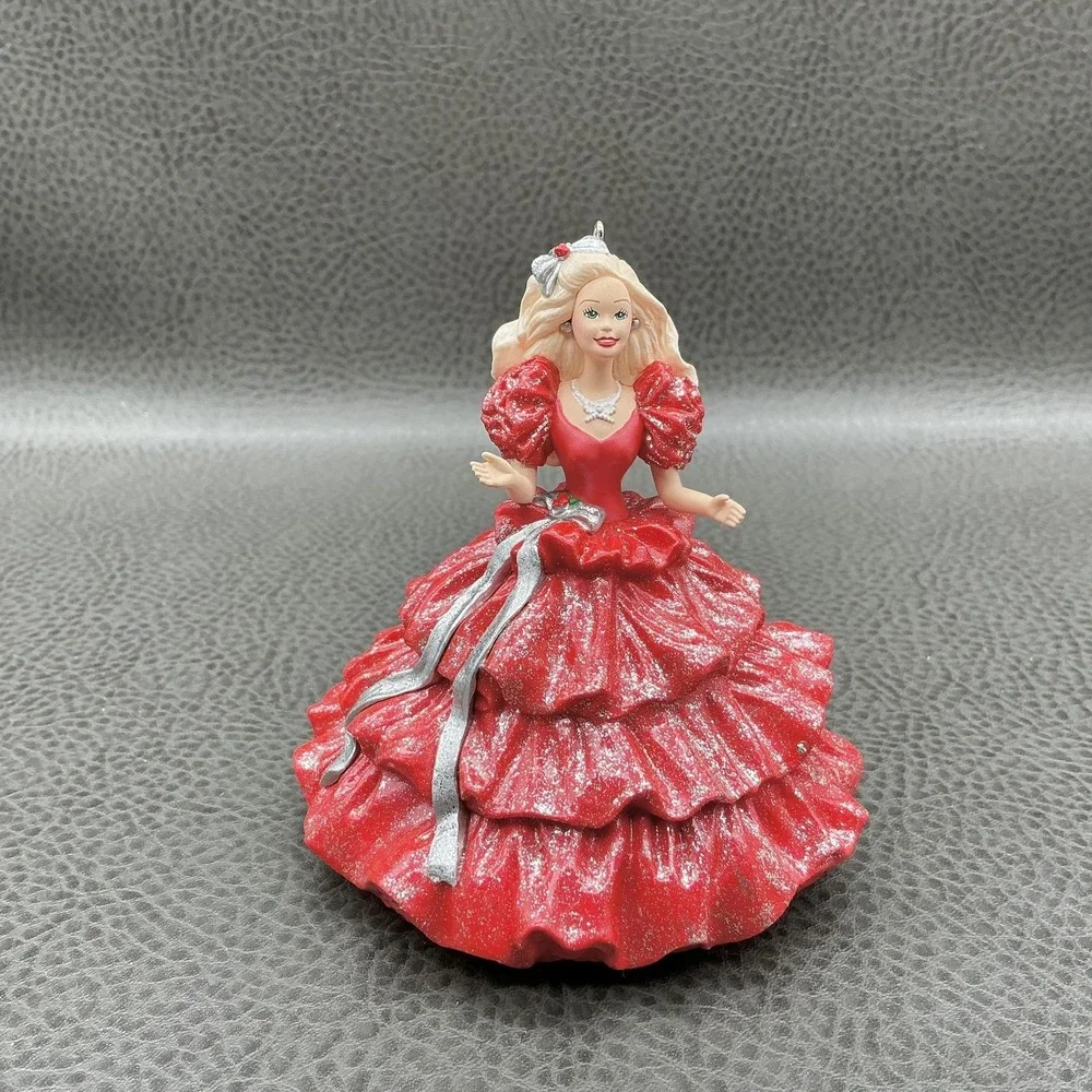 Hallmark Keepsake Ornament 1996 Club Barbie Happy Holidays Red Dress Christmas
